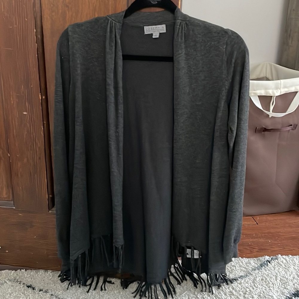 Dark gray cardigan with fringe